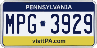 PA license plate MPG3929