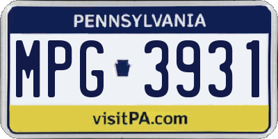 PA license plate MPG3931