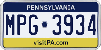 PA license plate MPG3934