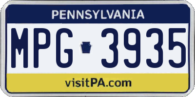 PA license plate MPG3935
