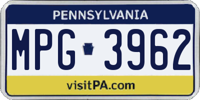 PA license plate MPG3962