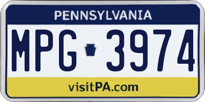 PA license plate MPG3974