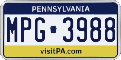 PA license plate MPG3988