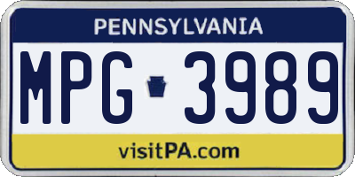 PA license plate MPG3989