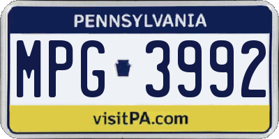 PA license plate MPG3992