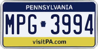 PA license plate MPG3994