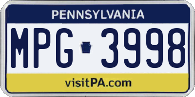 PA license plate MPG3998