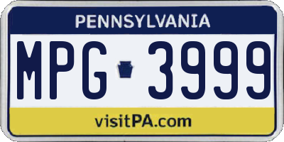 PA license plate MPG3999