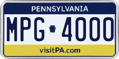 PA license plate MPG4000