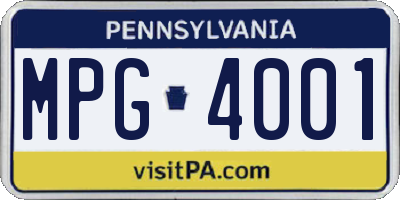 PA license plate MPG4001