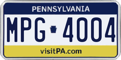 PA license plate MPG4004