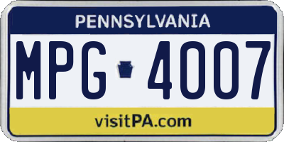 PA license plate MPG4007