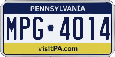 PA license plate MPG4014