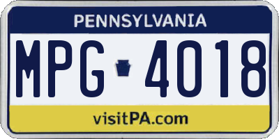 PA license plate MPG4018
