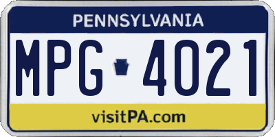 PA license plate MPG4021