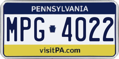 PA license plate MPG4022