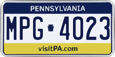 PA license plate MPG4023