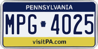 PA license plate MPG4025