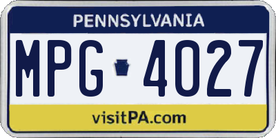 PA license plate MPG4027