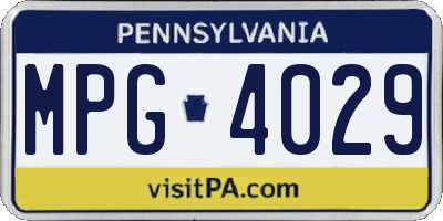 PA license plate MPG4029