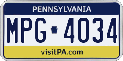 PA license plate MPG4034