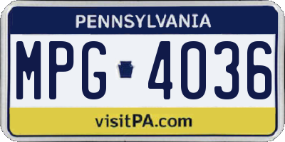 PA license plate MPG4036