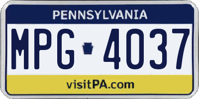 PA license plate MPG4037