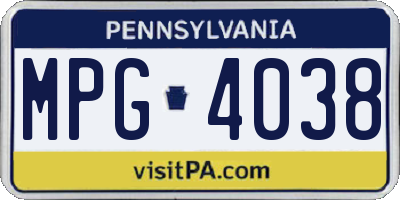 PA license plate MPG4038