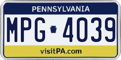 PA license plate MPG4039