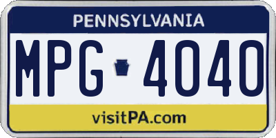 PA license plate MPG4040