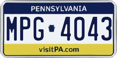 PA license plate MPG4043
