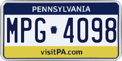 PA license plate MPG4098