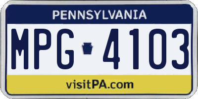 PA license plate MPG4103