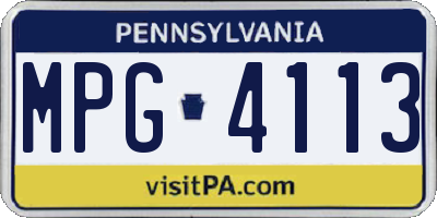 PA license plate MPG4113