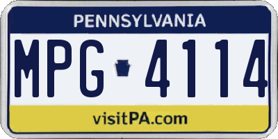 PA license plate MPG4114