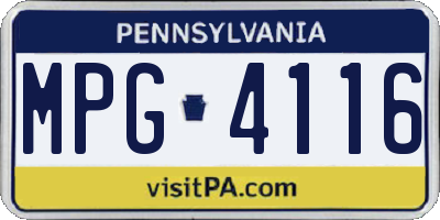 PA license plate MPG4116
