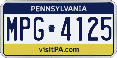 PA license plate MPG4125