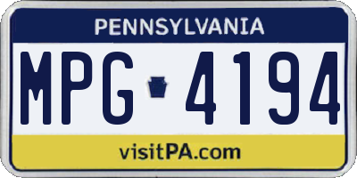 PA license plate MPG4194