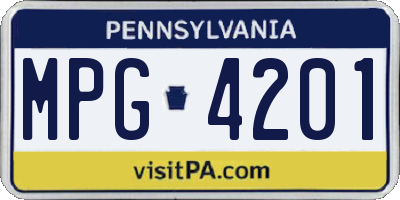 PA license plate MPG4201
