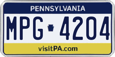 PA license plate MPG4204
