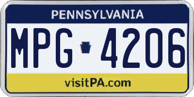 PA license plate MPG4206