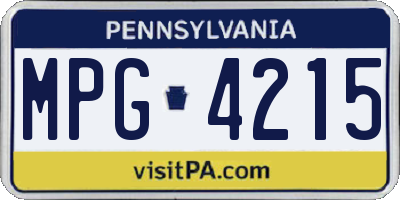 PA license plate MPG4215
