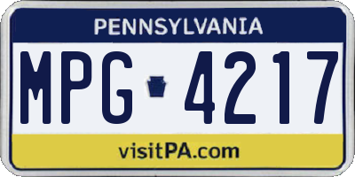 PA license plate MPG4217