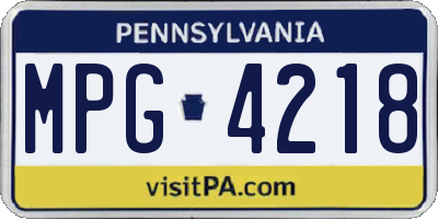 PA license plate MPG4218