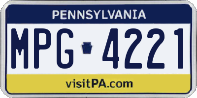 PA license plate MPG4221