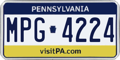 PA license plate MPG4224