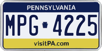 PA license plate MPG4225