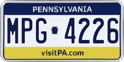 PA license plate MPG4226