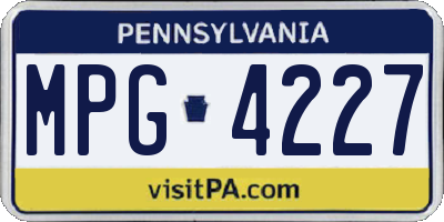 PA license plate MPG4227