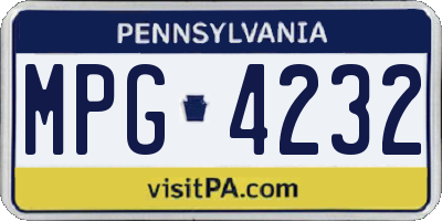 PA license plate MPG4232